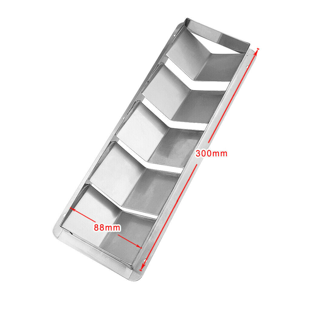 2X Louver Vent 5-Slot Ventilation Air Vent Grille Cover Yacht Stainless Steel
