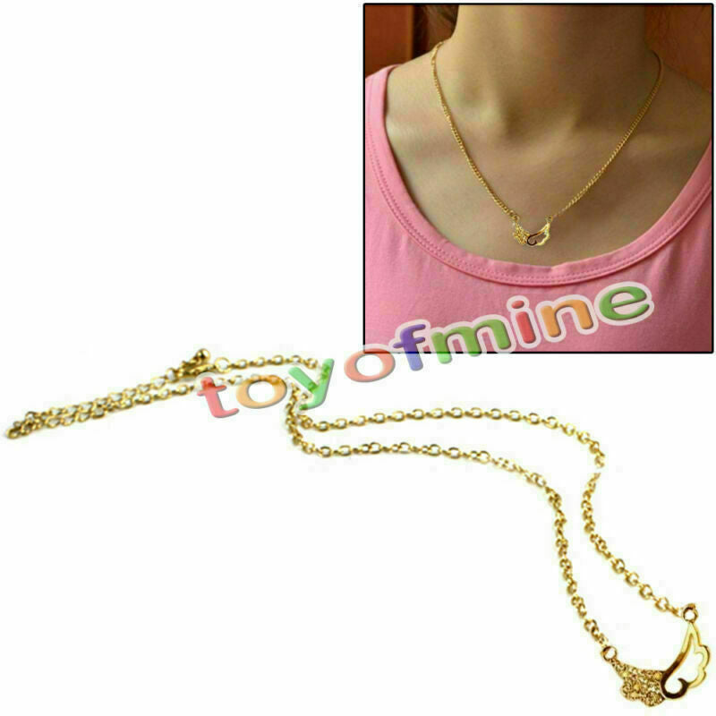 New Women Angel Wings Golden Necklace Clavicle Necklace Sweater Chain Jewelry