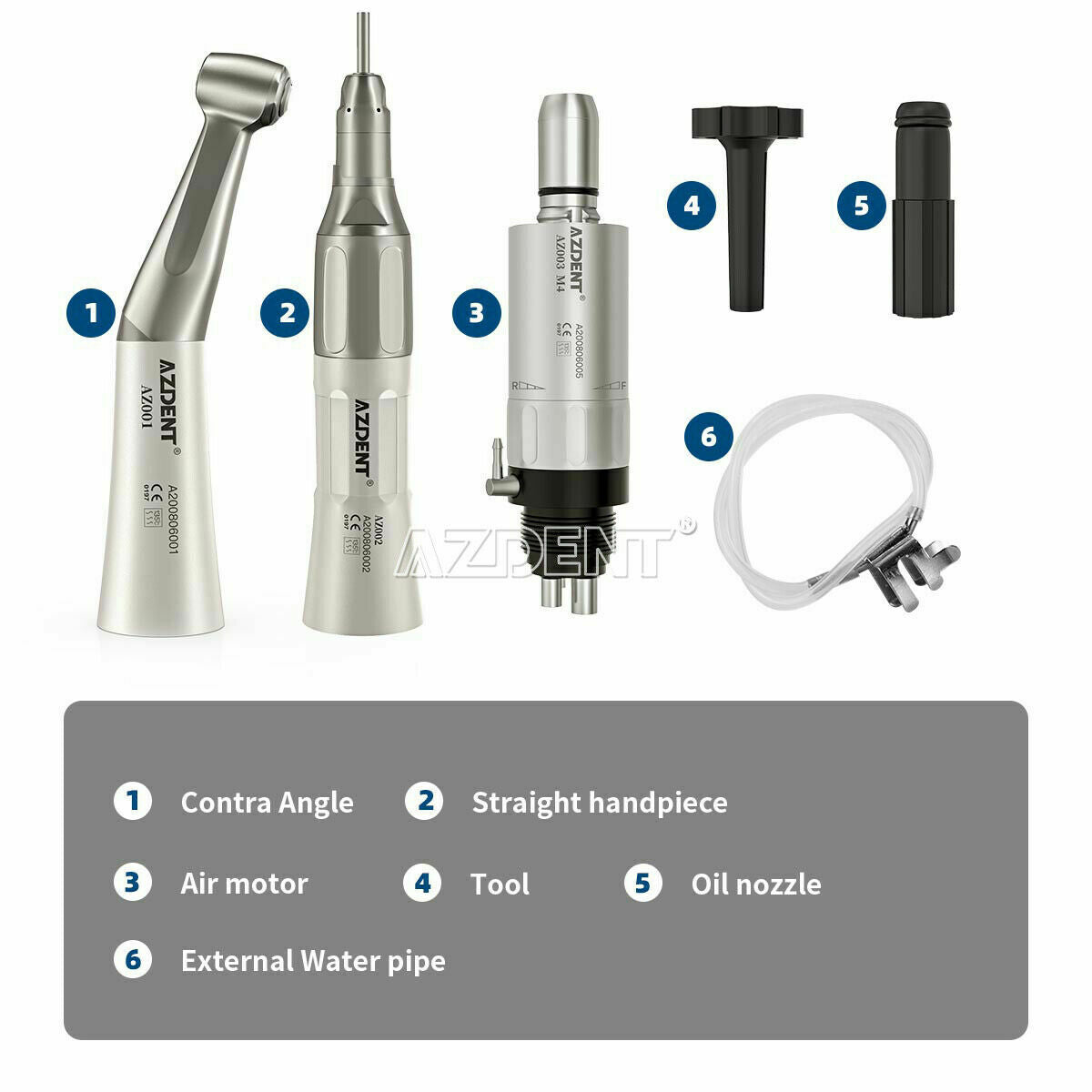 Dental Contra Angle Straight Air Motor Low Speed Handpiece Kit FX 4Holes M4