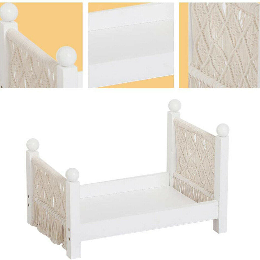 Baby Props Baby Crib White Solid Wood Detachable Mini Bed Background Accs