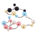 10 Pcs Body Piercings Jewelry Colorful Pearls Button Belly Navel Ring Bar