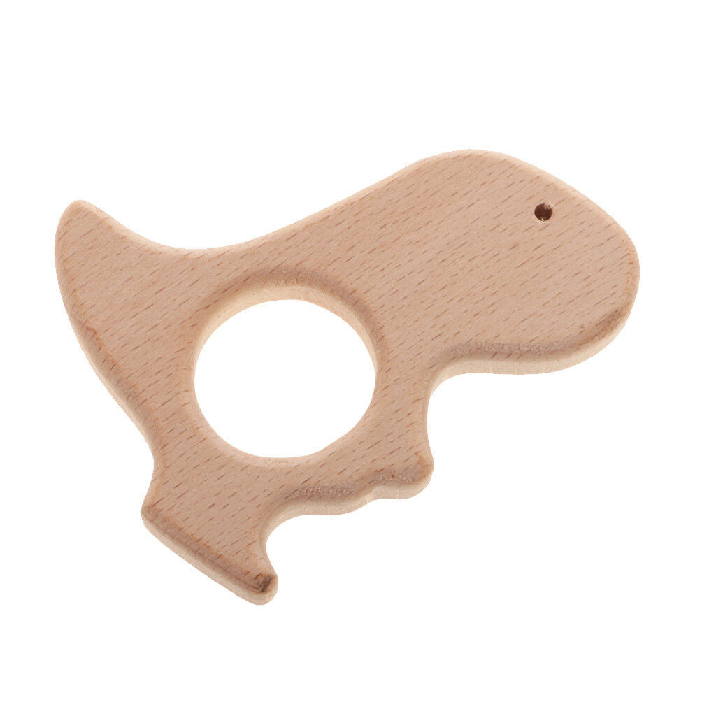 2pcs inosaur Hedgehog Shape Beech Wooden Teethers Baby Teething Toys DIY