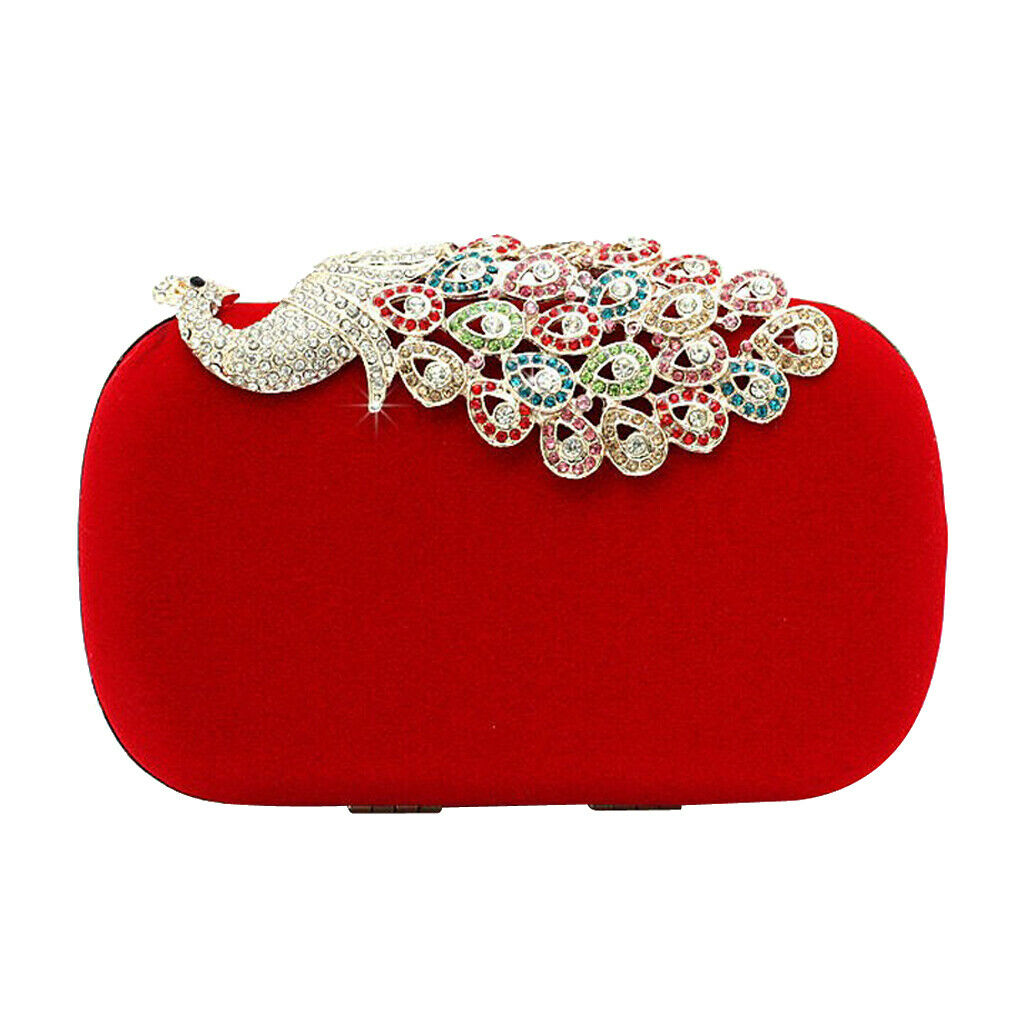 Womens Fashion Peacock Evening Bag Party Cluth Purse Handbags Shoulder Red