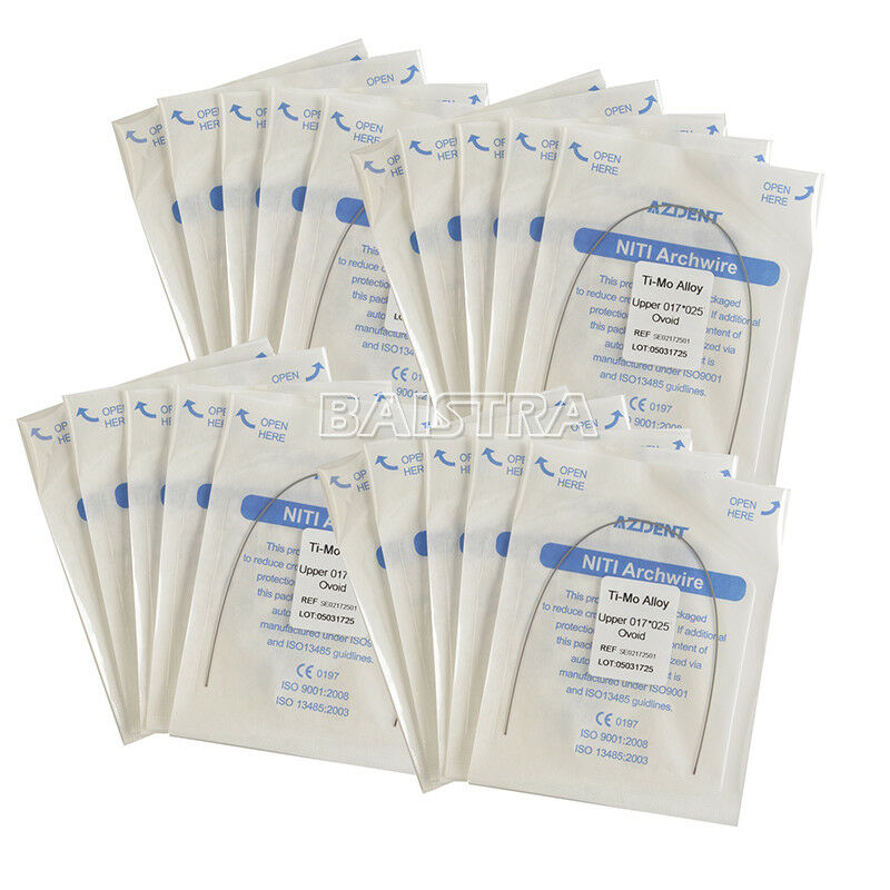 100X Dental Orthodontic Beta TMA Molybdenum Alloy Arch Wire 17X25 Upper AZDENT
