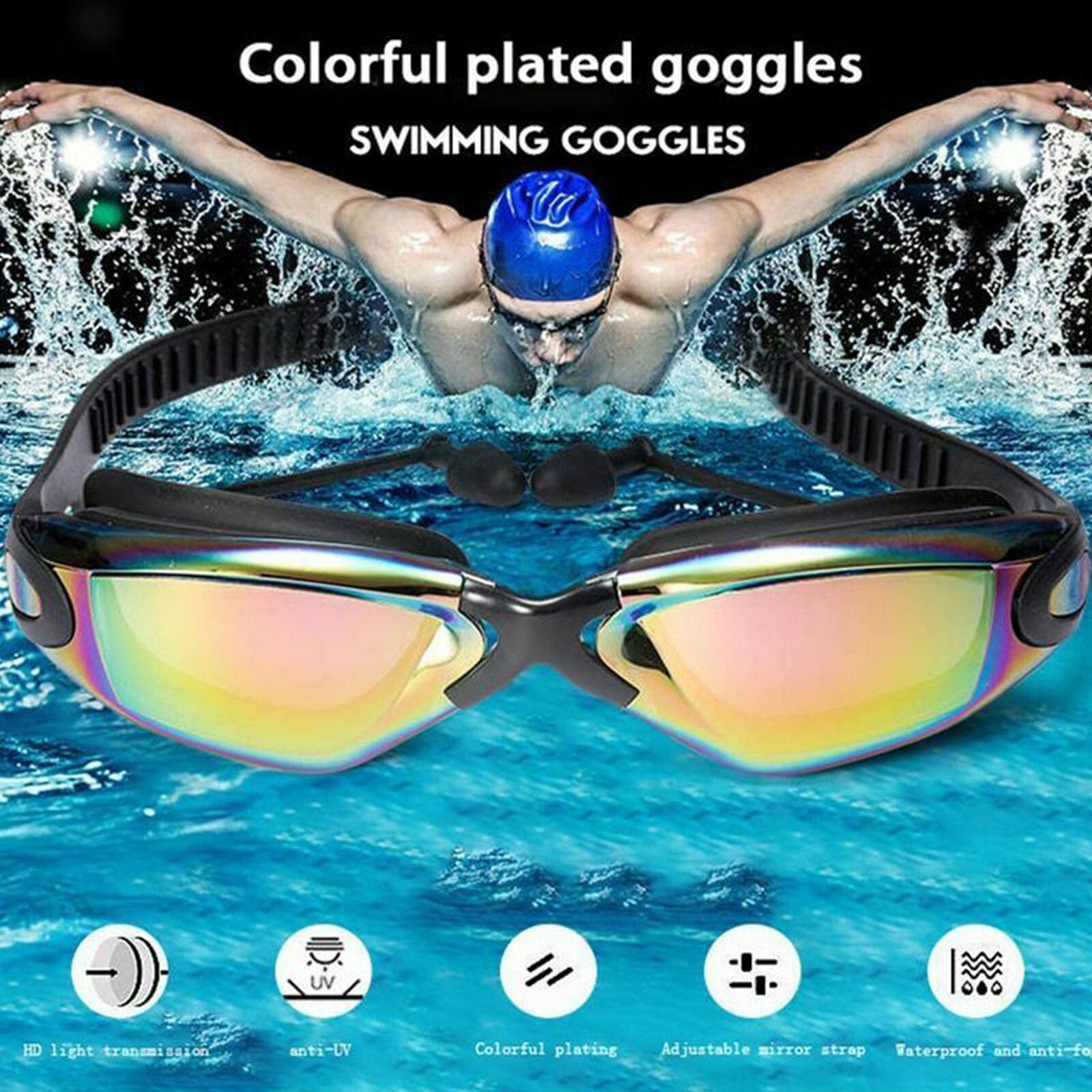 Professional Swimming Goggles swimming glasses with earplugs Nose clip