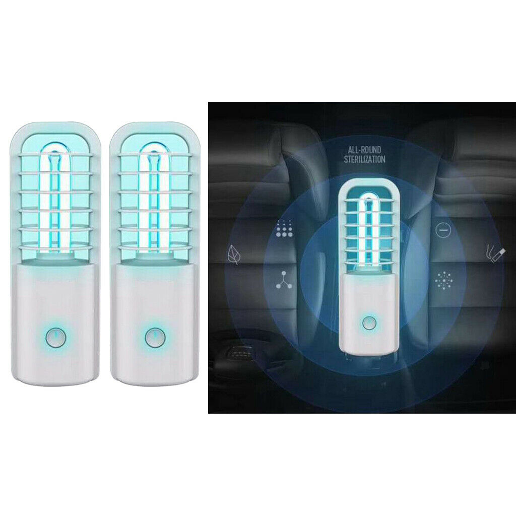 2x Rechargeable UV Ozone Sterilization Lamp Light For Home Toilet Bedroom