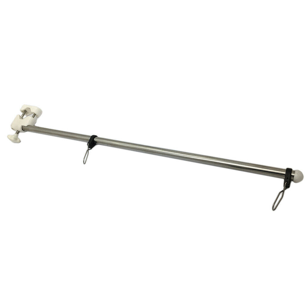 304 SS 21" Flag Pole + Clip For 7/8" - 1" Rail Boat Car RV Fishing Camper