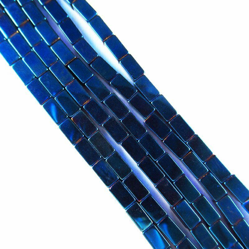 2Strand 5x3x3mm Blue Hematite Oblong Pendant Loose Bead 15.5 " 13g A-476TS