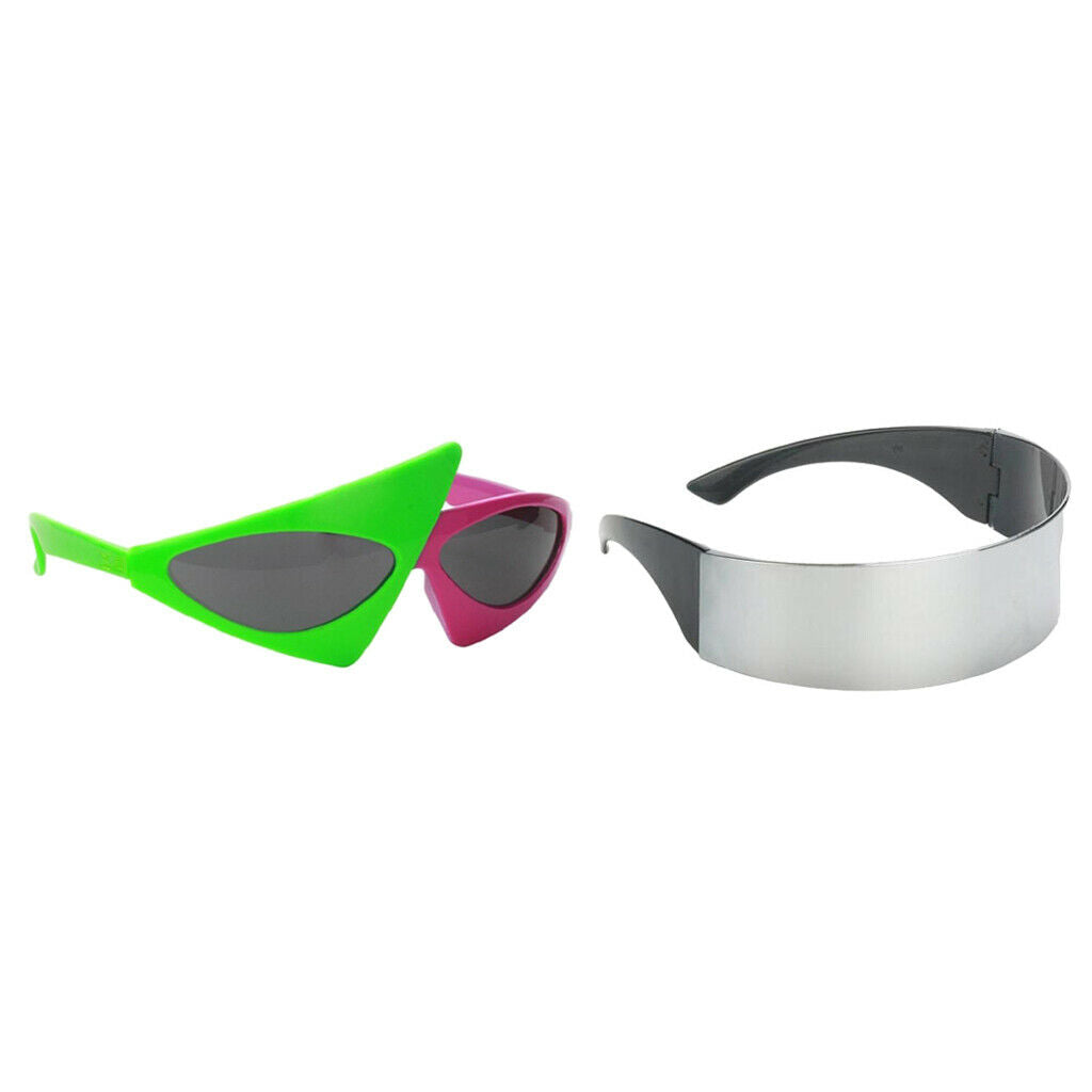 Futuristic Sunglasses Monoblock Shield Shade & 80s Asymmetrical Sunglasses