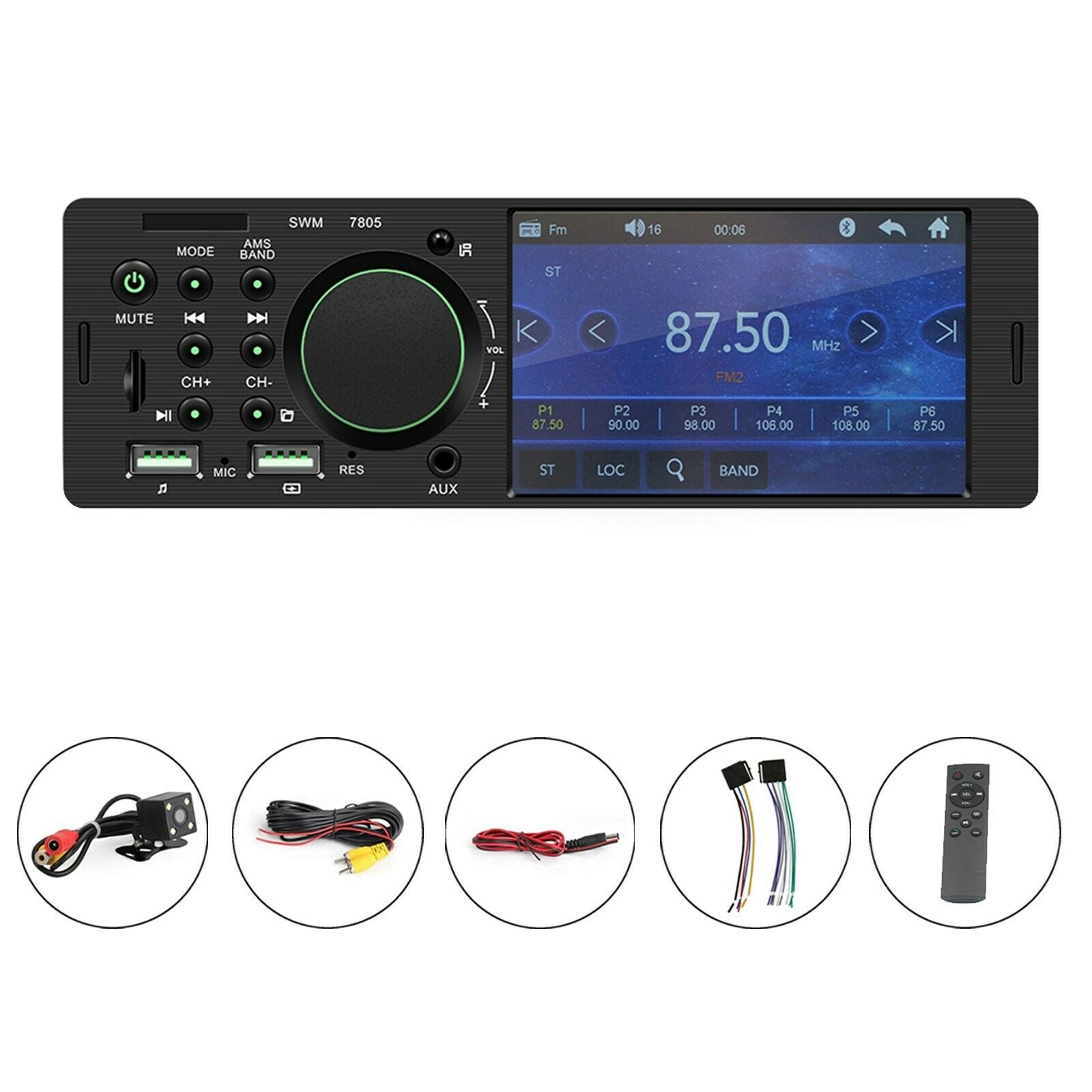 4.1" Car MP5 Player 1DIN Touch Screen Audio Video Bluetooth FM Radio + Carema P