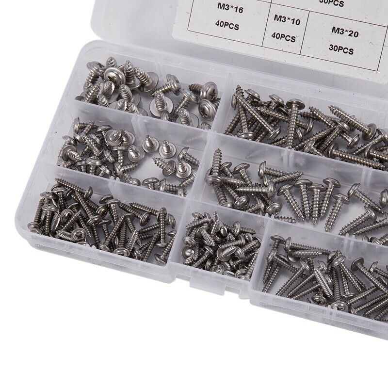 2X(220Pcs M3 M4 M5 Mini 304 Stainless Steel Cross Phillips Pan Round Head SL4H4)