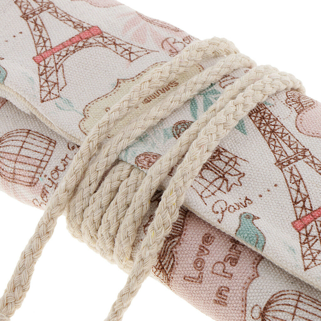 36 holes canvas roll up pencil bag pen holder holder brush
