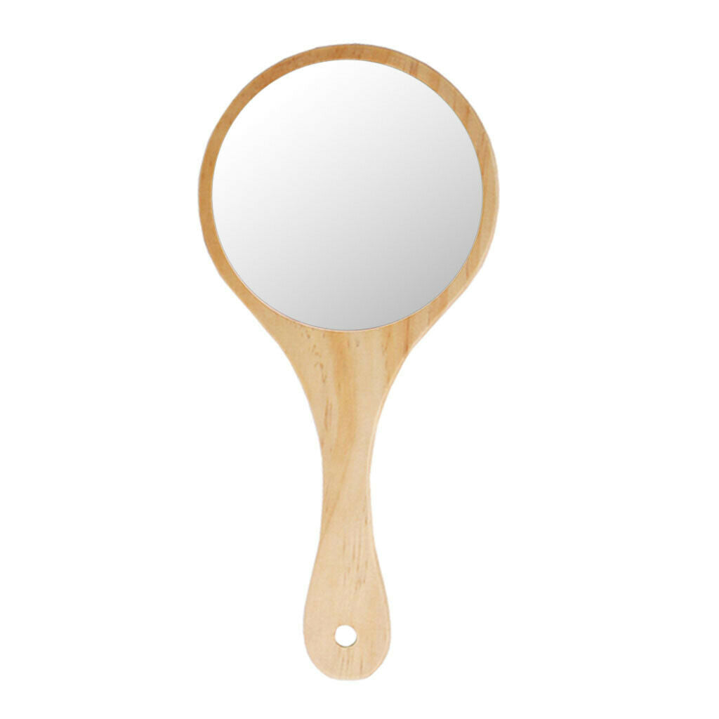 Pack Of 2 Colors Rustic Exquisite Wooden Makeup Mirrors Round Handheld Mirrors