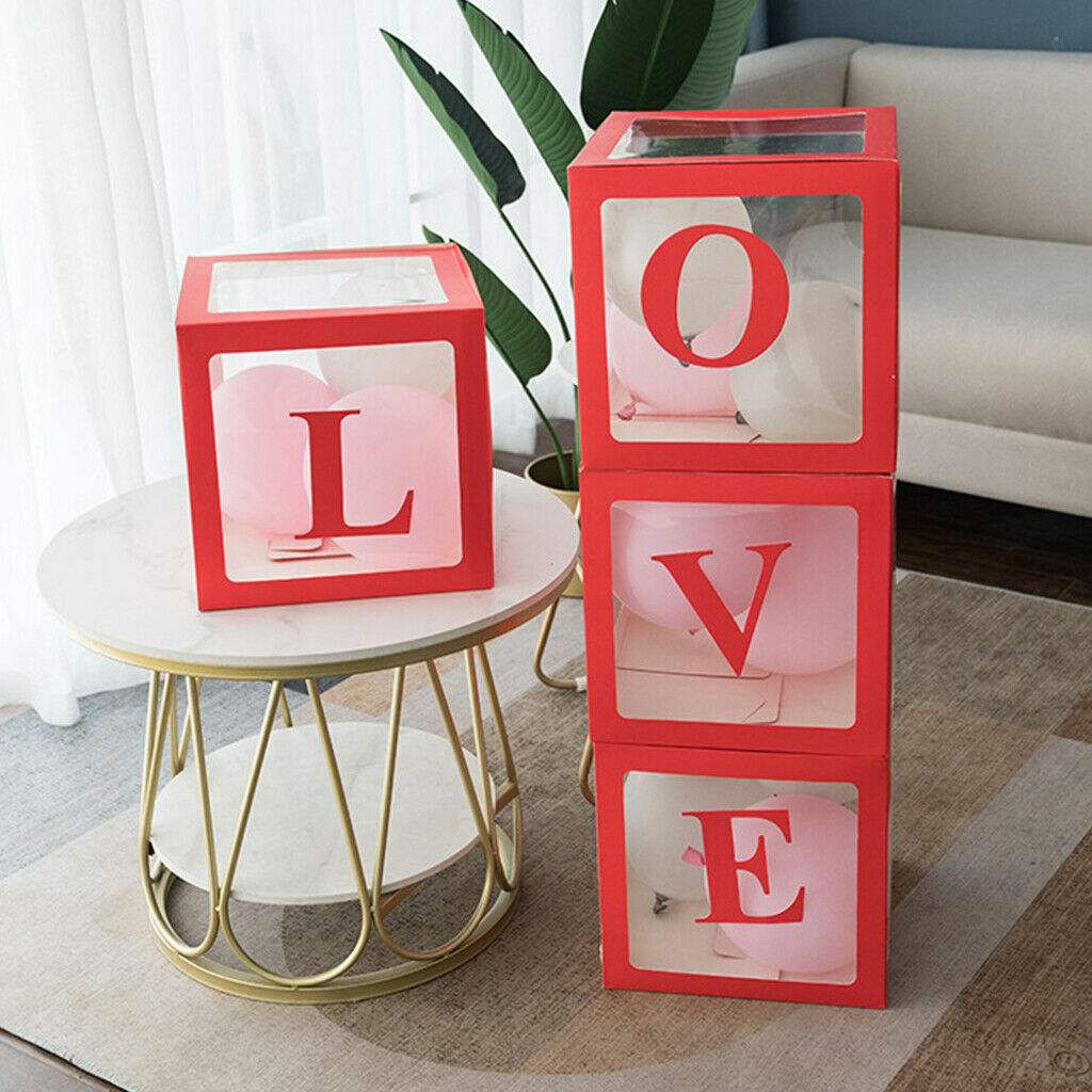 Latex Box for Wedding Party Decoration, Transparent Birthday Party Red
