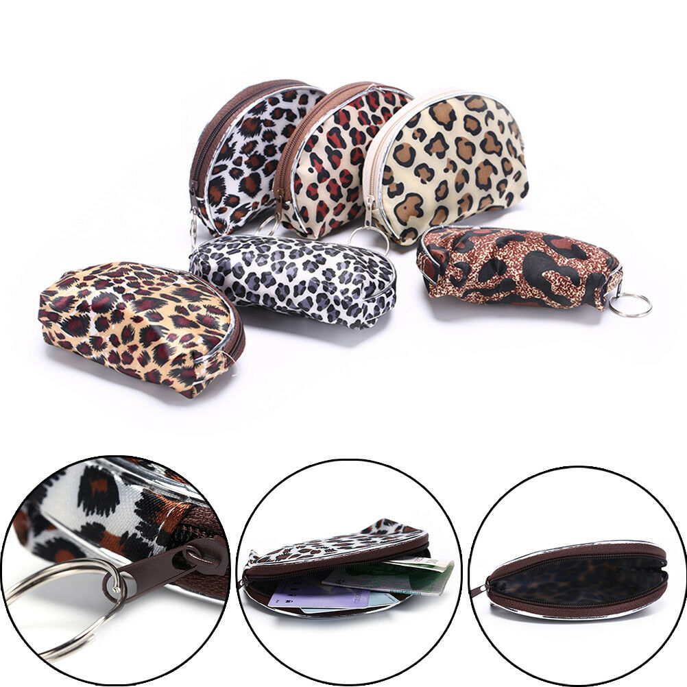 2Pcs Women Leopard Mini Wallet Card Holder Zip Coin Purse Clutch Handba  DDBDAU