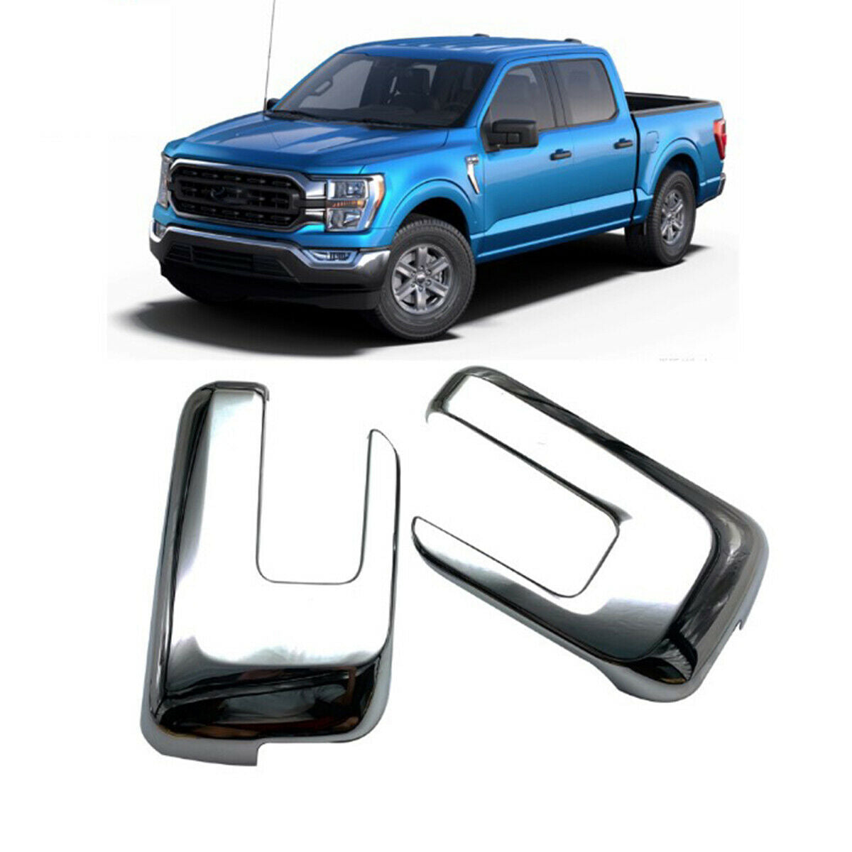 2021-2022 For Ford F-150 ABS Chrome Side Door Rear View Mirror Full Cover Trim