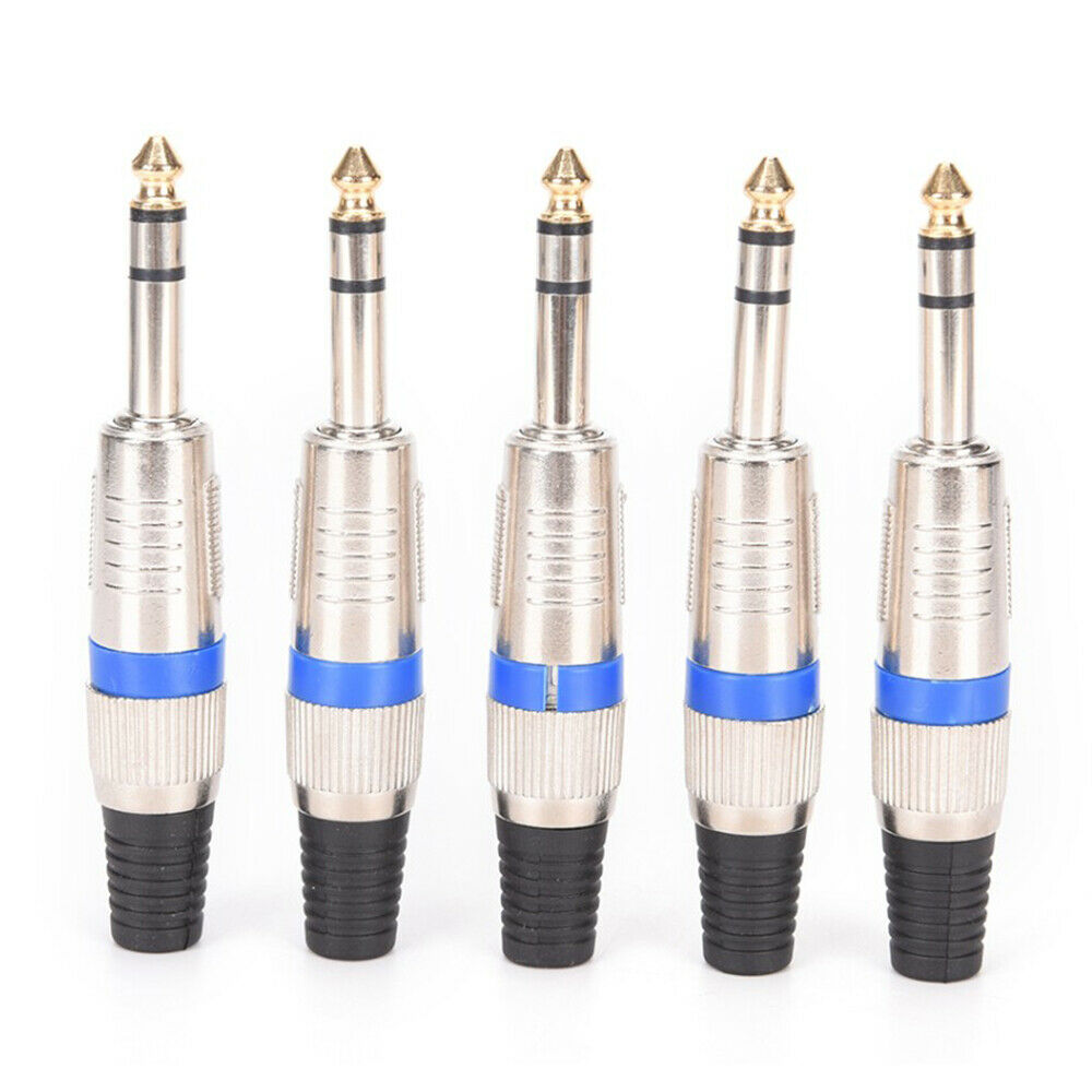 5PCS Stereo Welding Head Microphone Plug Two-Channel Ring Mixer Connector 6.35mm