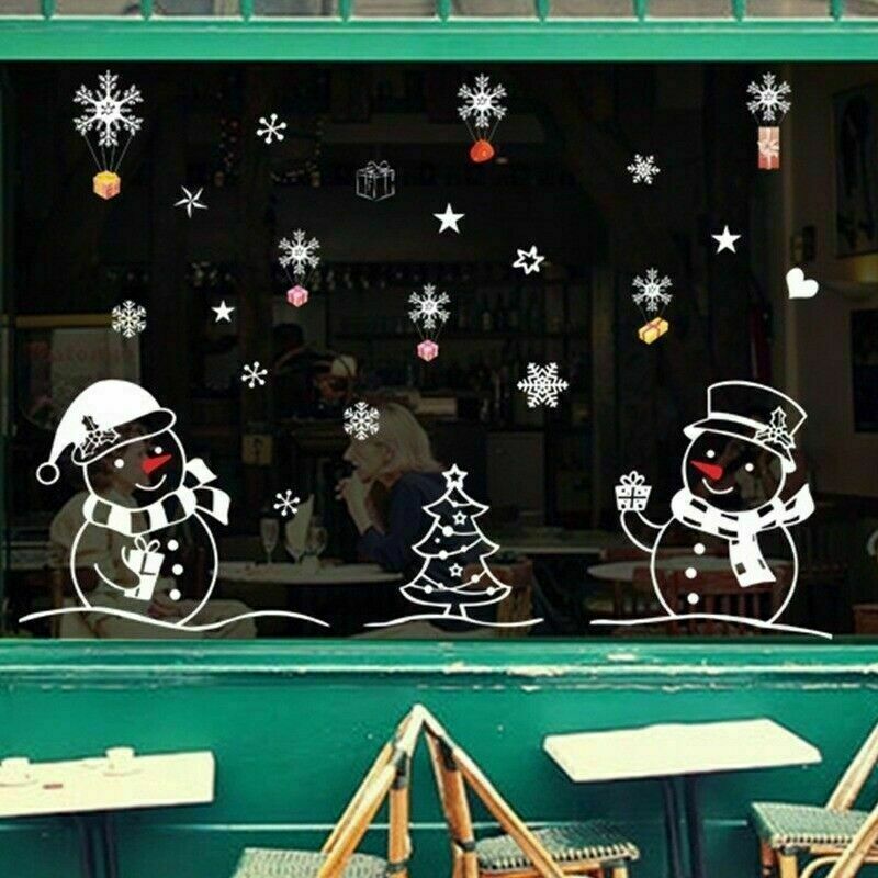 Self-adhesive Christmas Glass Stickers Snowman Wall Stickers Window Decor NR9