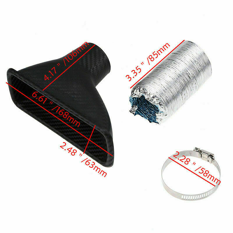 1x Car Bumper Cold Air Intake Pipe Filter Injection System Funnel Kits Universal