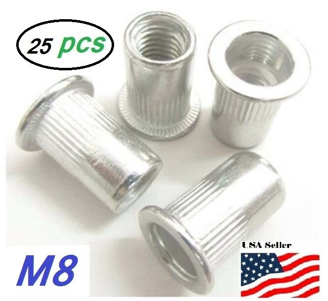Aluminum Rivet Nut Rivnut Insert Nutsert - M8X1.25 - 25pcs