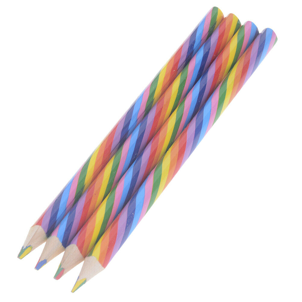 4pcs simple creative rainbow  wooden pencil for kid painting learning award.DD