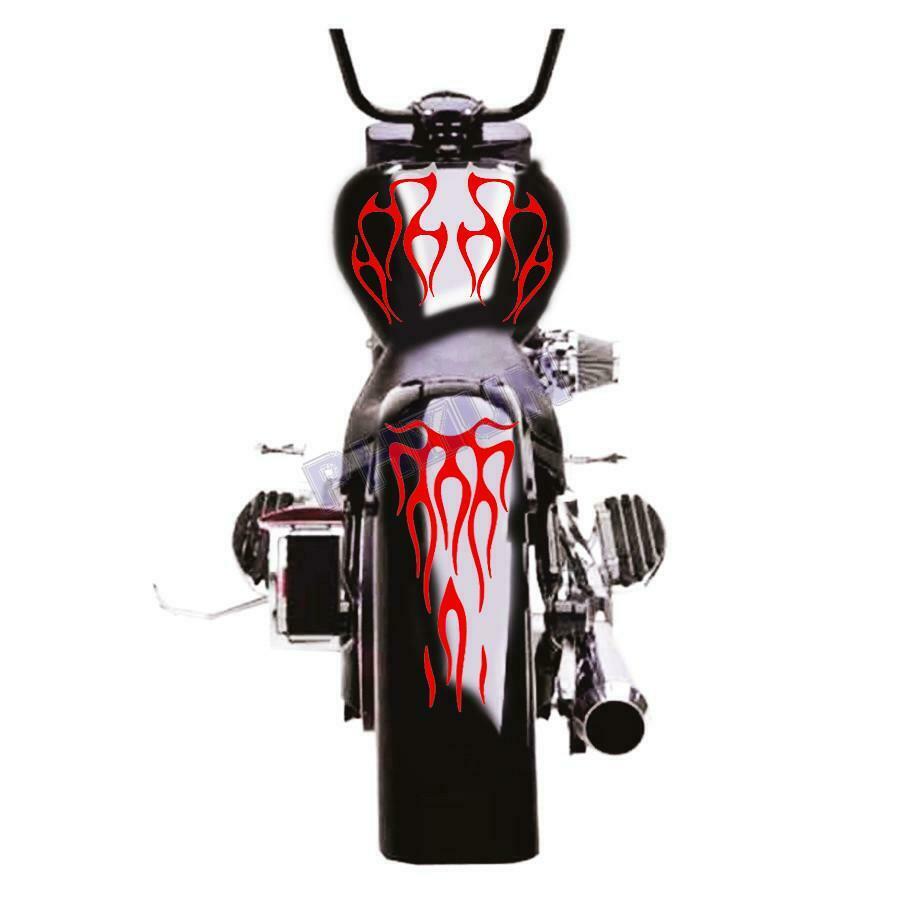 Red Flame Style Stickers Decals Trim For Motorcycle Gas Tank & Fender Universal