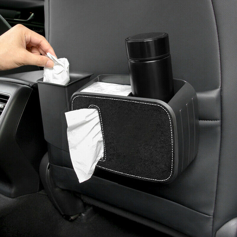 Car Seat Back Trash Garbage Dust Case Multi-function Water Cup Holder Tissue Box