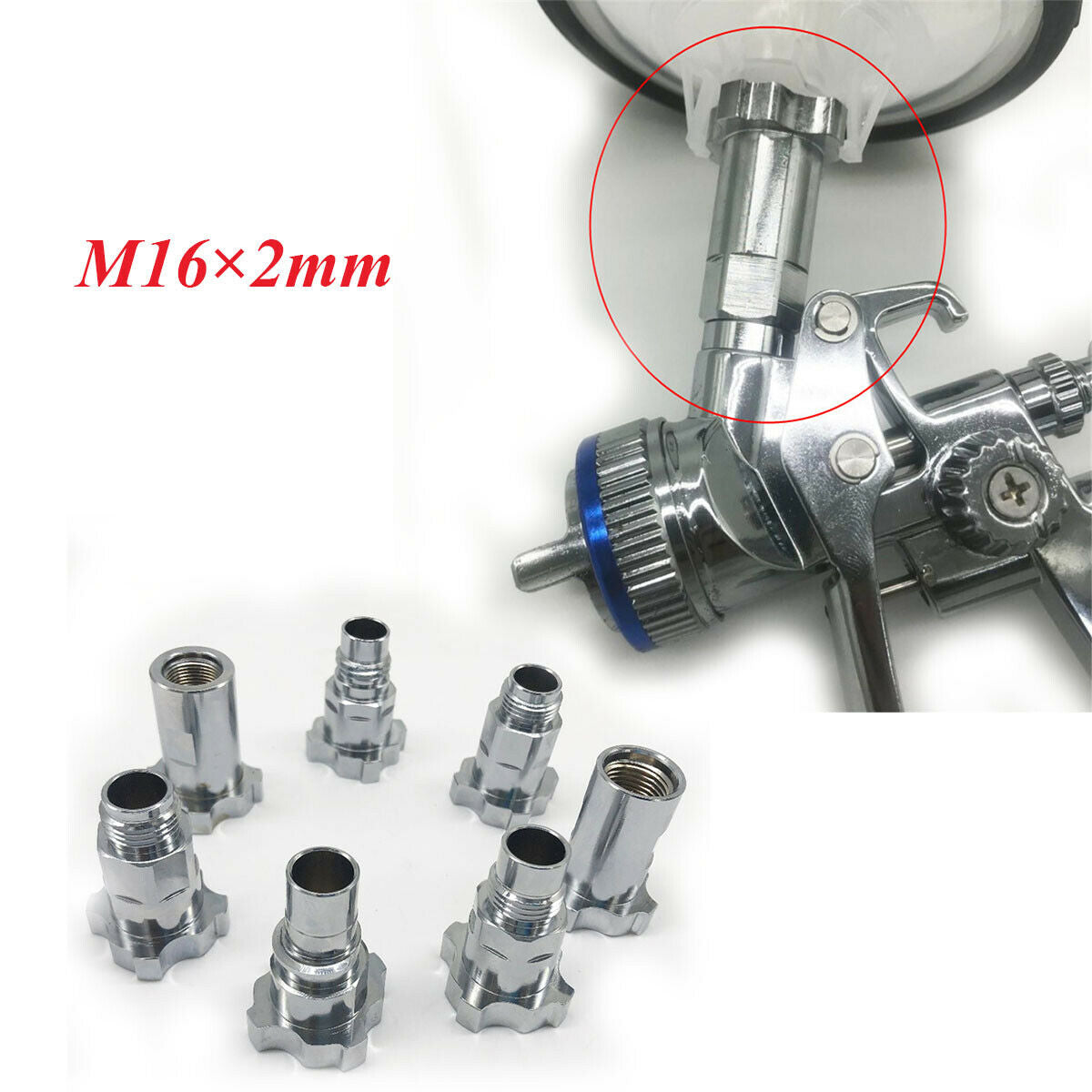 M16×2mm External Thread Copper Spray Gun Connector For PPS Adapter Spray Gun Cup