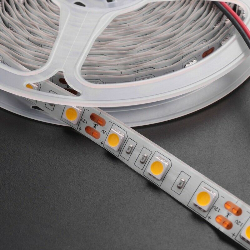 5M 300 Warm White LED 5050 SMD Flexible Light Lamp Strip 12V DC Home Club F4D4D4