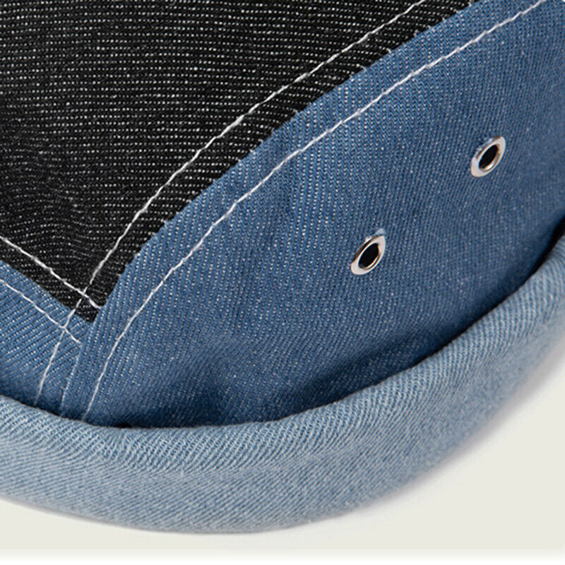 Men Denim Jean Patchwork Skullcap Sailor Hat Beanie Hip Hop Cuff Brimless Splice