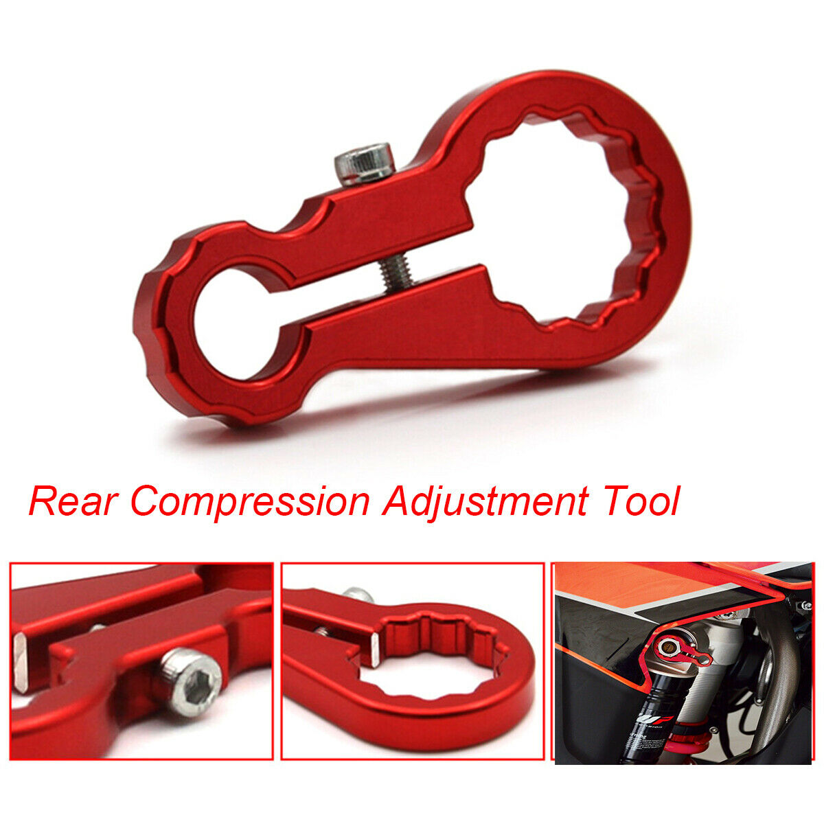 1PCS 17MM CNC Aluminum Motorcycle Rear Fork Shock Absorber Adjuster Tool Red