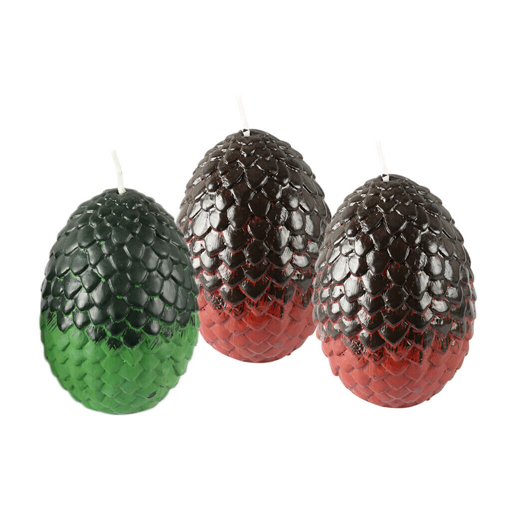 3x Creative Multicolor Candles Handmade Sculpted Dinosaur Egg Candles For
