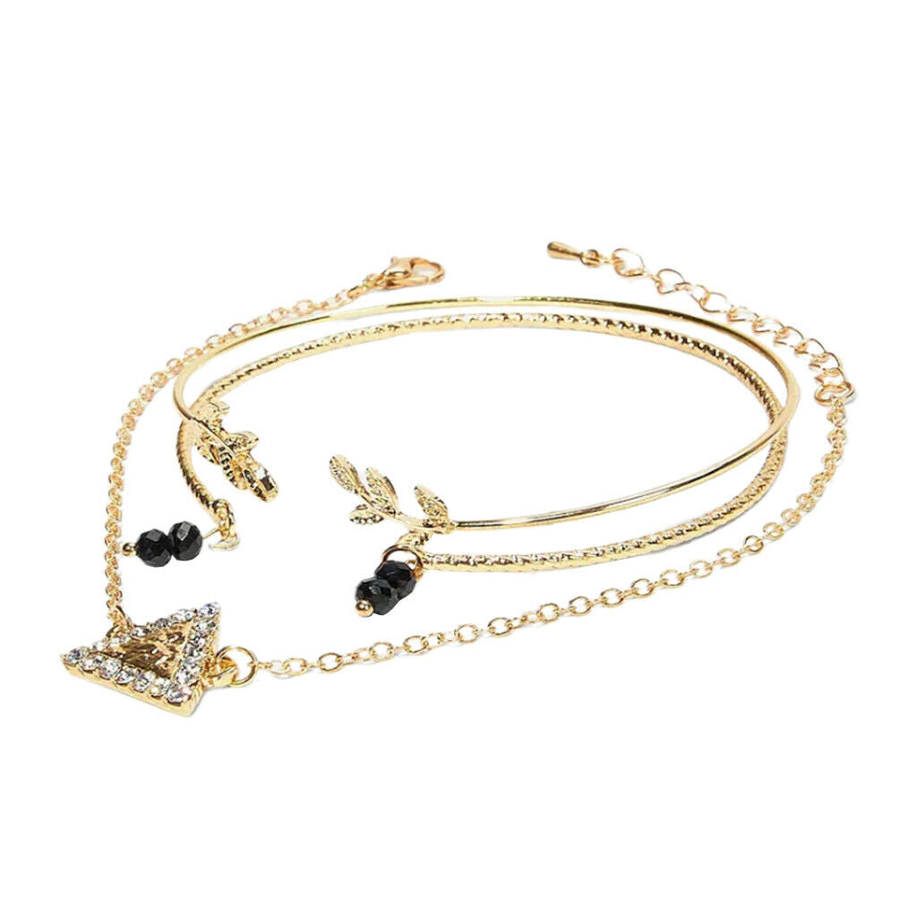 Multilayer Leaf Zircon Crystal Bracelet Adjustable for Woman Girl Jewelry