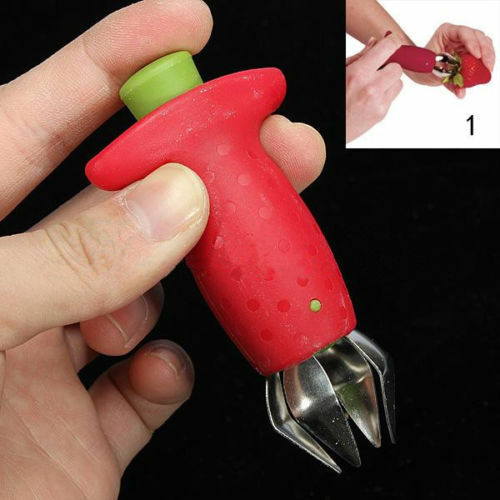 Strawberry Berry Stem Gem Leaf Huller Remover Fruit Corer Slicer Cutter Split BD