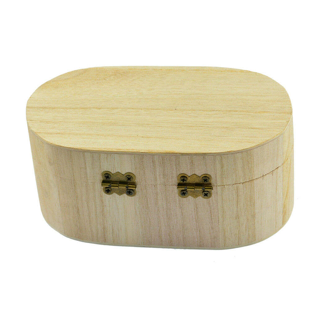 Unfinished Oval Shape Wooden Jewelry Gift Box Case Magnetic for Painting