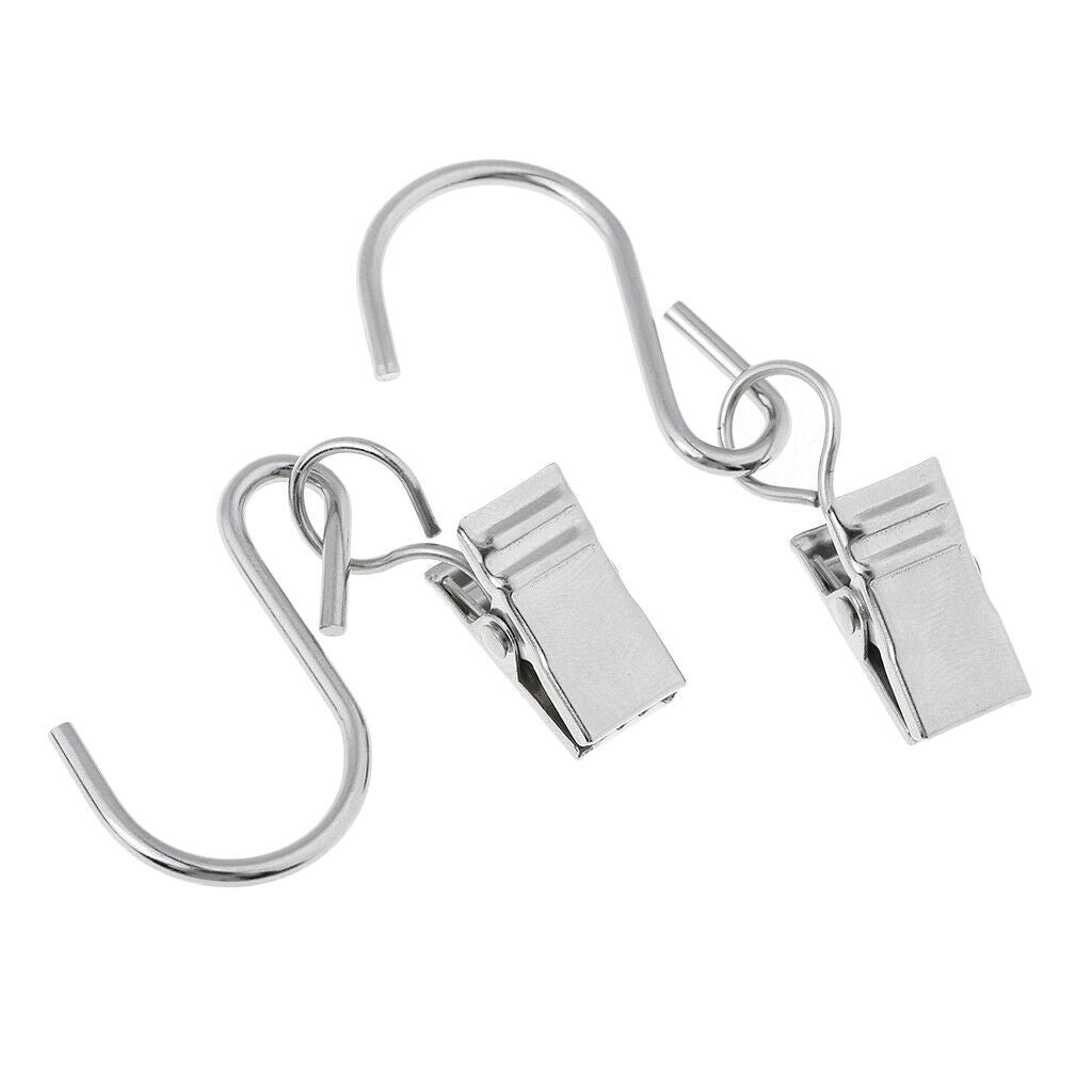 10 Pieces Metal Hanging Clips Hooks Clamp Hangers for Curtain,