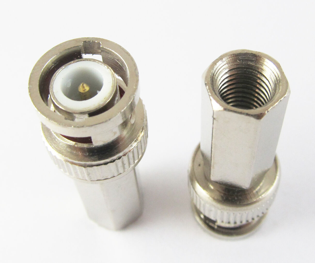 5pcs BNC male twist on RG6/U connectors Nickel NEW