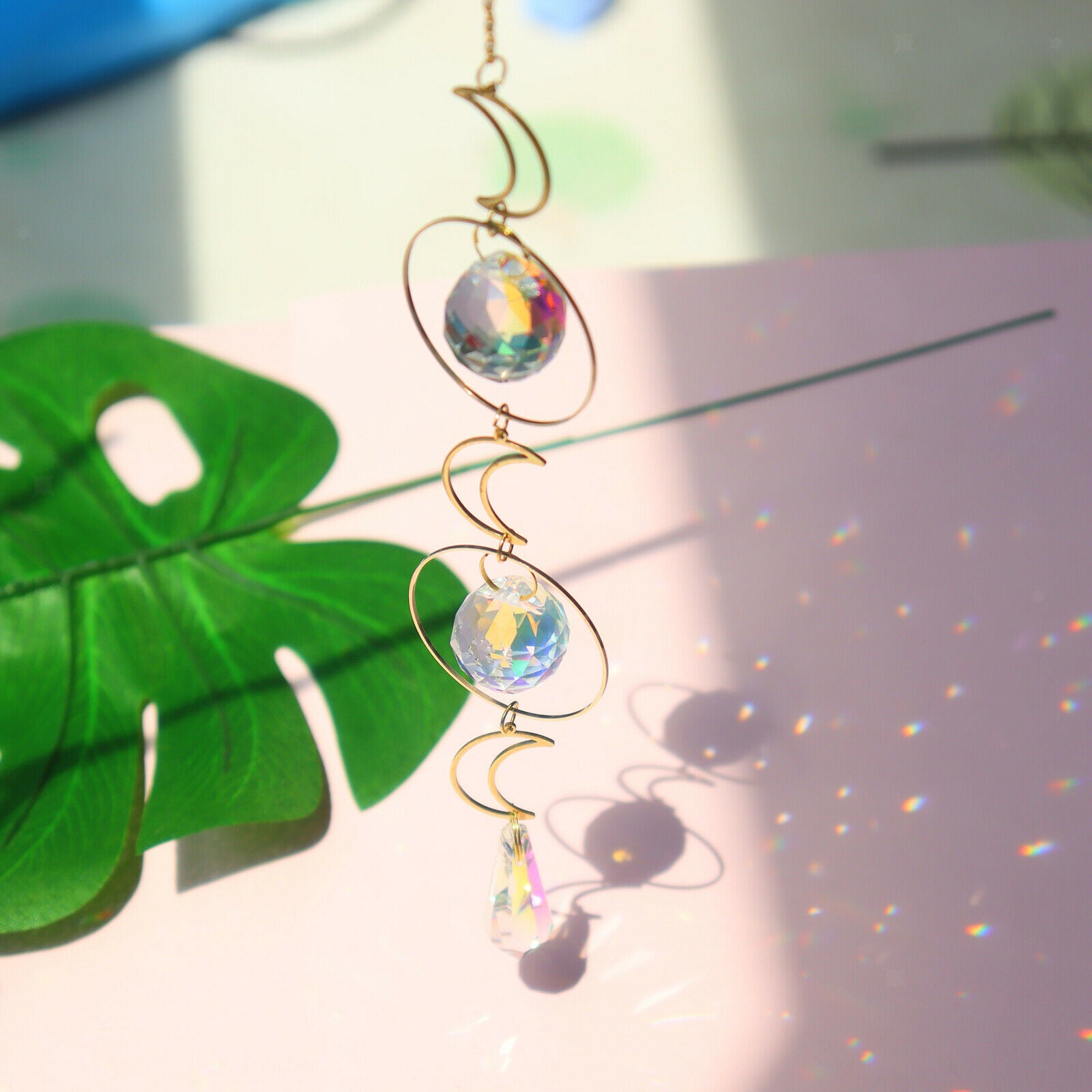 2Ã— Suncatcher Hanging Sun Moon Suncatchers Pendants Home Chrismas Decor