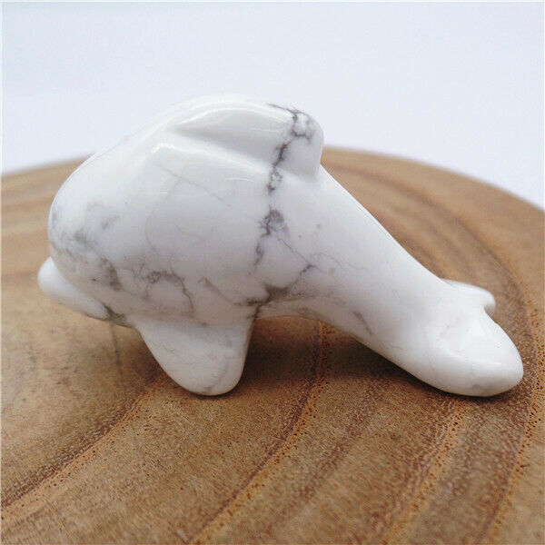 50x28x15mm Natural White Howlite Carved Dolphin Statue Healing Decoration HH8130
