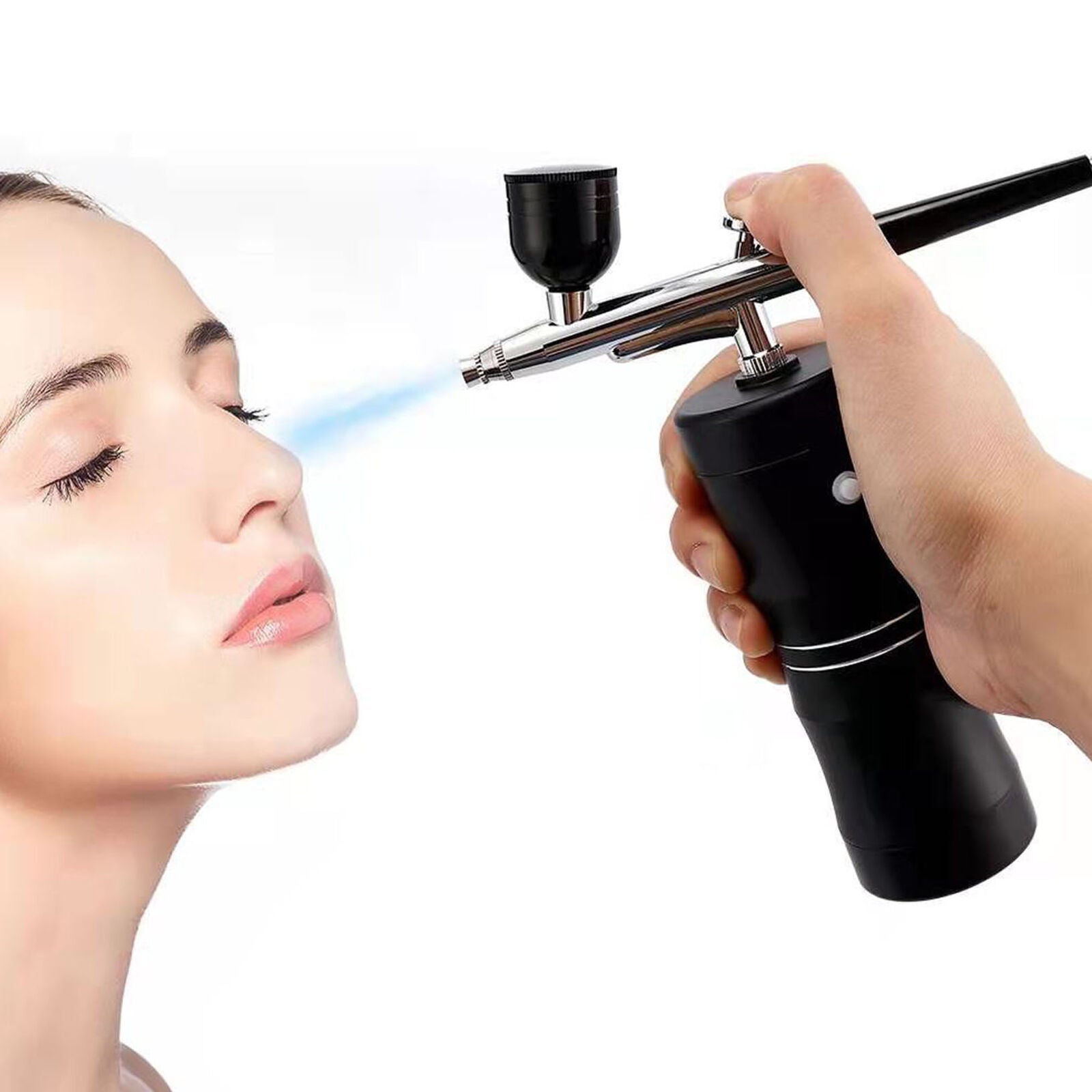 Black Airbrush Compressor Kit Rechargeable Nail Art Tattoo Paint Spray Gun