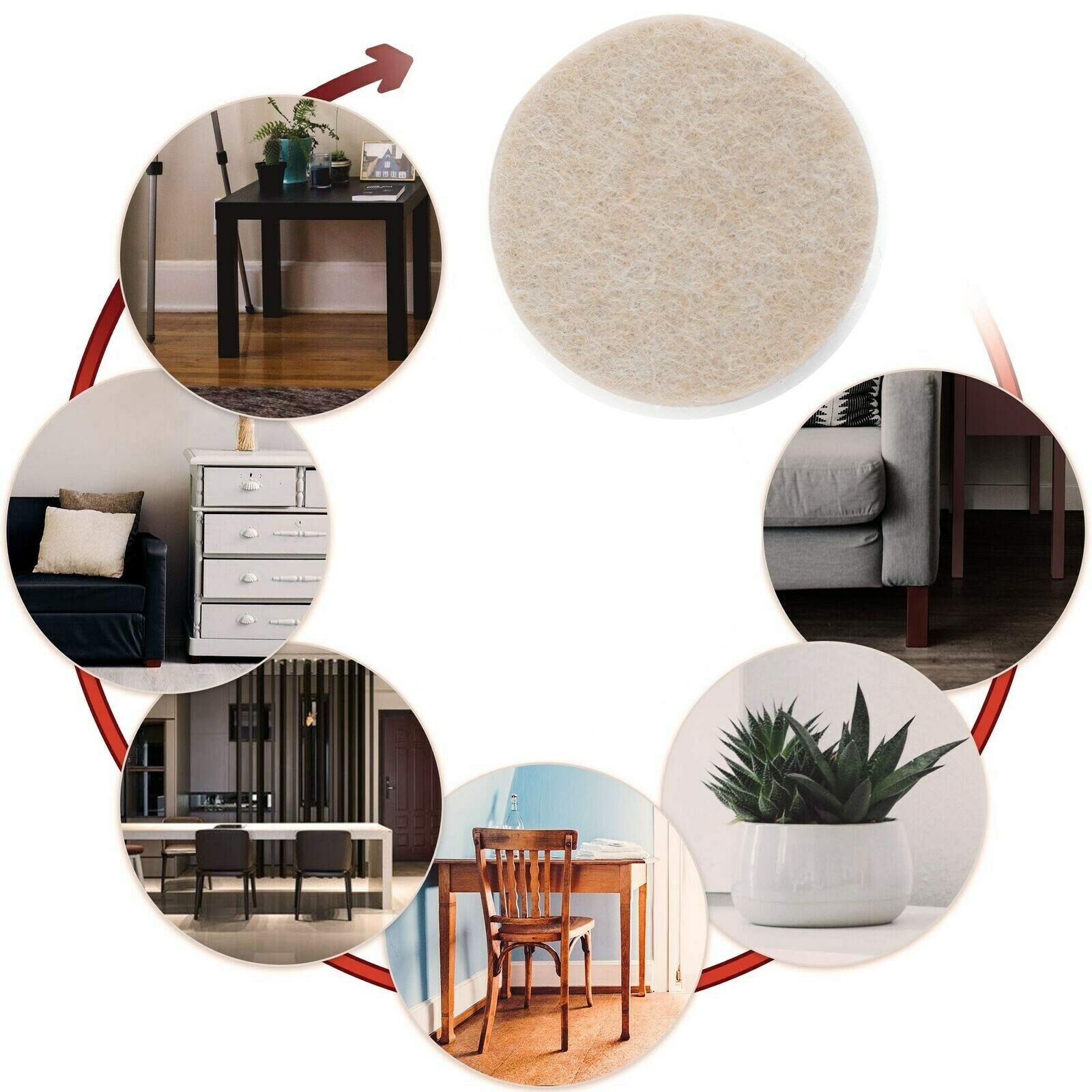 Beige Self-Stick Furniture Felt Pads 1 inch for Hard Surfaces 160 pieces one