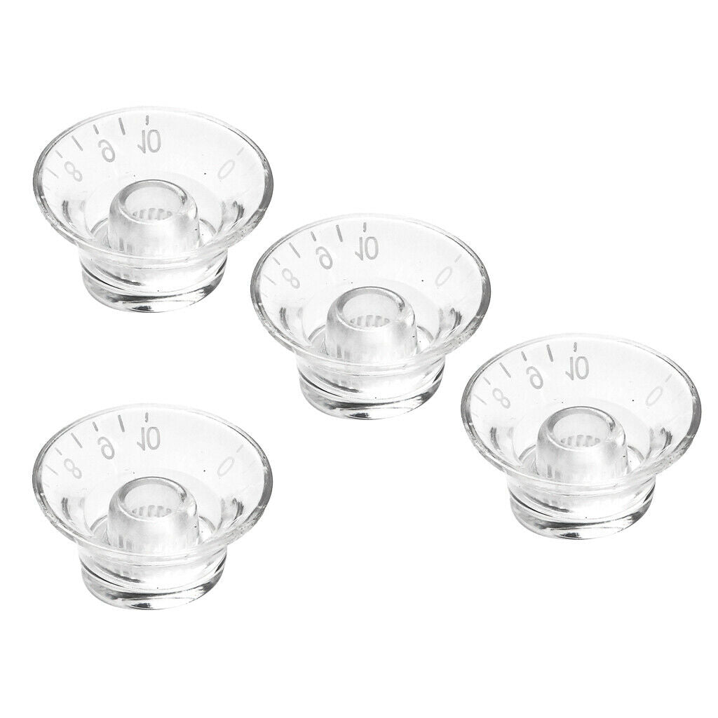 4Pcs Clear Guitar Speed Control Knobs for 6mm (0.24 inch) Dia. Shaft Pots -