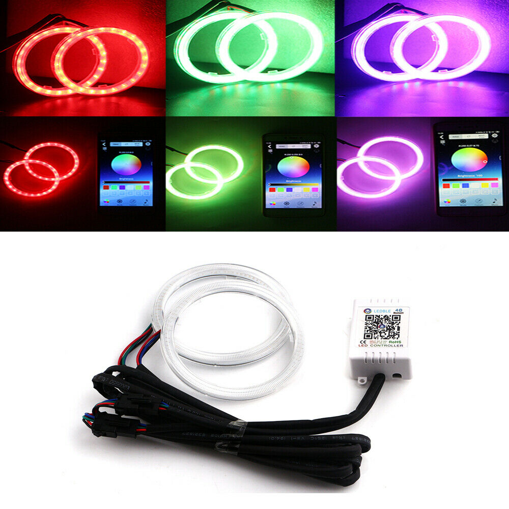 2Pcs 60mm RGB Car Motorcycle Angel Eyes Headlight Halo Rings Decorative Lights