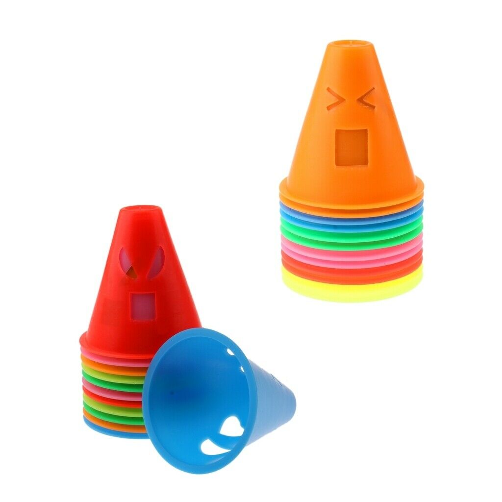 24 Pcs Mix Color Expressions Style Roller Skating Skateboard Cones Pile Cup