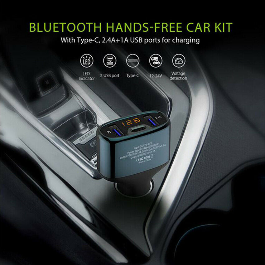 Car Charger Fast Quick Charge LED Dual TYPE-C USB Port Adapter HandsFree