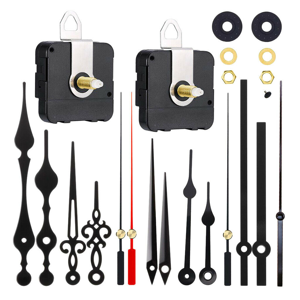2 Sets Clock Motor Movement Silent Mechanism DIY Long Shaft Quartz Fittings