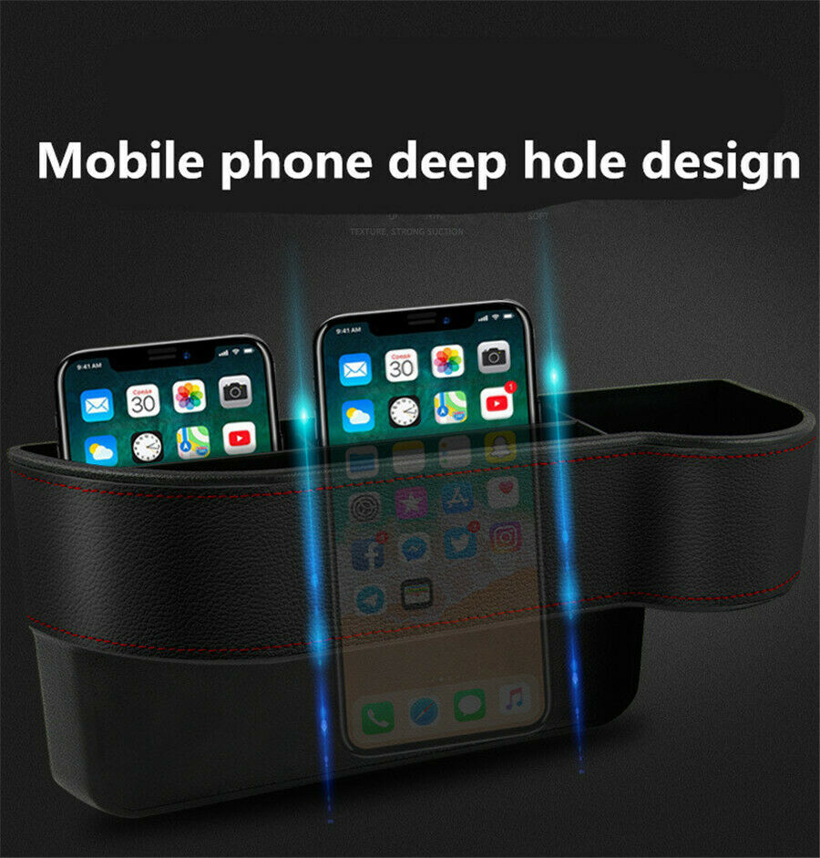 Leather black Car Storage Box Seat Crevice Organizador Phone Holder Cup Holder