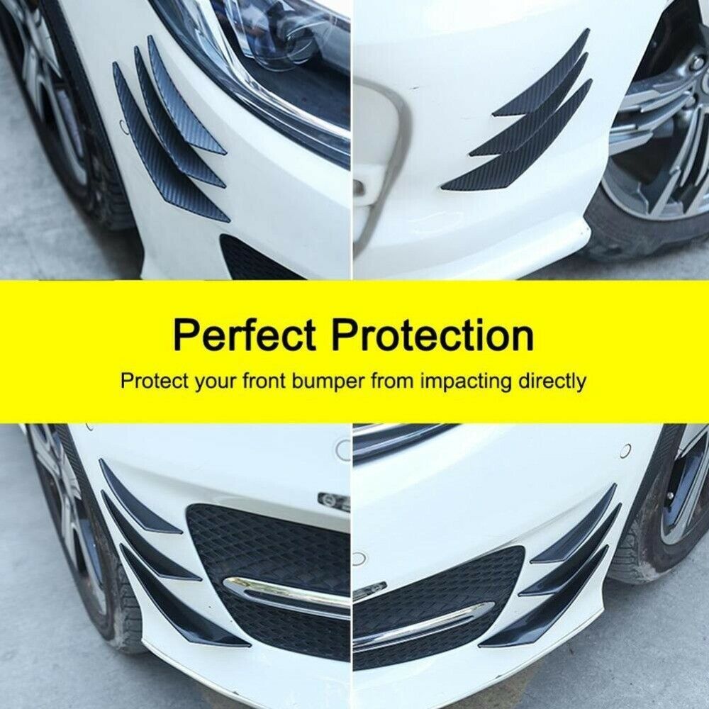 6pcs Universal Black Carbon Fiber Car Styling Accessories Front Bumper LipRubber