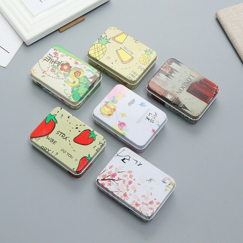 Random Colors Tin Can Boxes Metal rectangle Hairpin Jewelry Storage Conta.l8