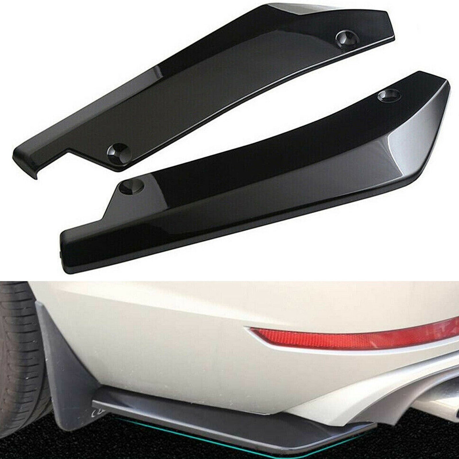 Glossy Black Rear Bumper Lip Diffuser Splitter Canard Protector Car Accessories